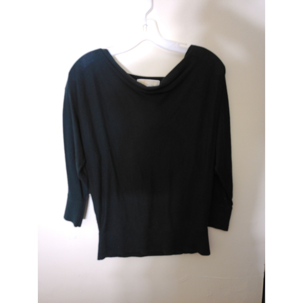 Michael Kors Sweater Womens XS Black Gold Zipper Shoulder Long Sleeve Knit Top